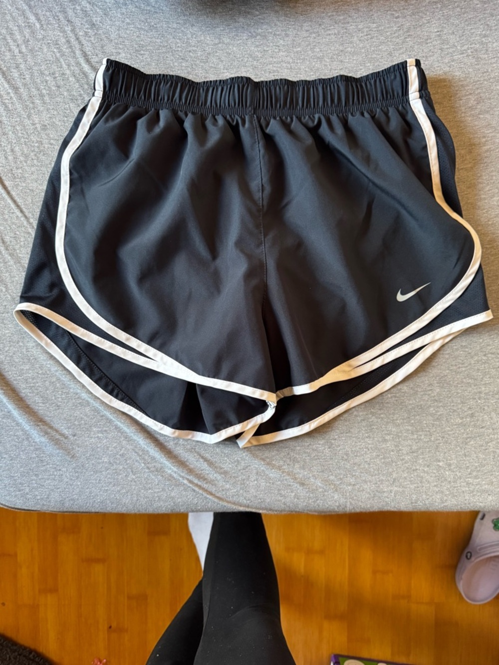 Nike Women's Black Athletic Shorts with White Piping
